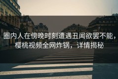 圈内人在傍晚时刻遭遇丑闻欲罢不能，樱桃视频全网炸锅，详情揭秘