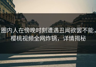 圈内人在傍晚时刻遭遇丑闻欲罢不能，樱桃视频全网炸锅，详情揭秘