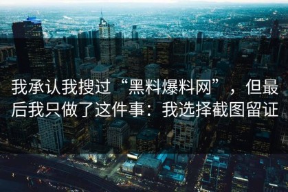 我承认我搜过“黑料爆料网”，但最后我只做了这件事：我选择截图留证