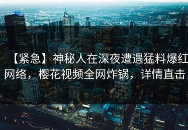 【紧急】神秘人在深夜遭遇猛料爆红网络，樱花视频全网炸锅，详情直击