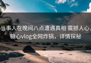 当事人在晚间八点遭遇真相 震撼人心，糖心vlog全网炸锅，详情探秘