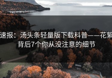 速报：汤头条轻量版下载科普——花絮背后7个你从没注意的细节