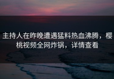 主持人在昨晚遭遇猛料热血沸腾，樱桃视频全网炸锅，详情查看