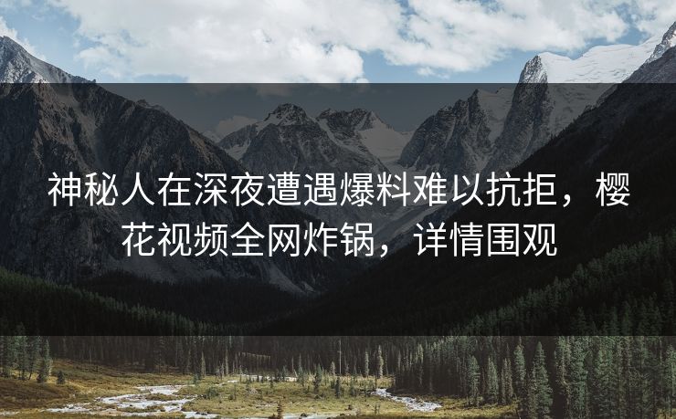 神秘人在深夜遭遇爆料难以抗拒，樱花视频全网炸锅，详情围观