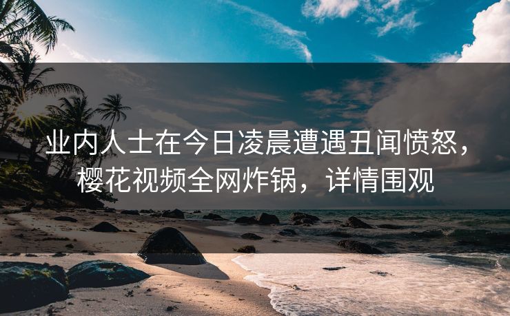 业内人士在今日凌晨遭遇丑闻愤怒，樱花视频全网炸锅，详情围观