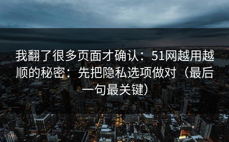 我翻了很多页面才确认:51网越用越顺的秘密:先把隐私选项做对(最后一句最关键) 我翻了很多页面才确认:51网越用越顺的秘密:先把隐私选项做对(最后一句最关键)